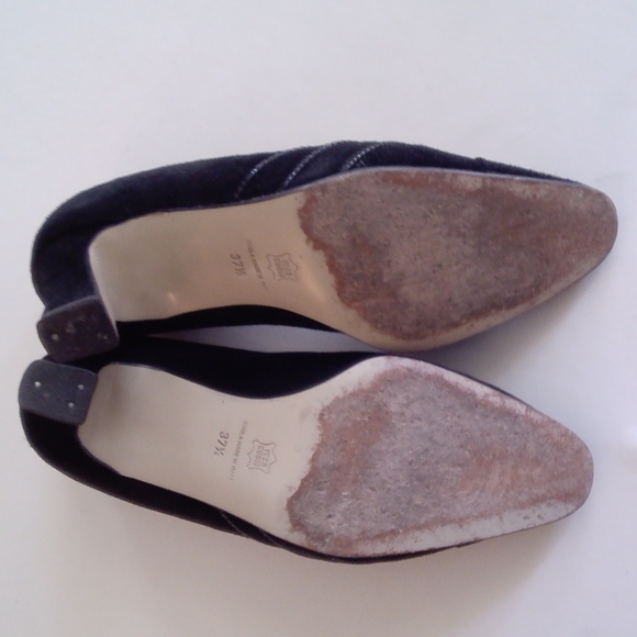 Preworn women's square heel elegant shoes black swaid size 37.5 made in ITALY - Picture 5 of 5
